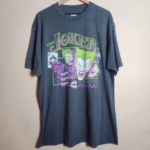 NEW Batman Joker Shirt Men 1XLT Blue Clown Prince Of Crime Graphic Tee DC Comics